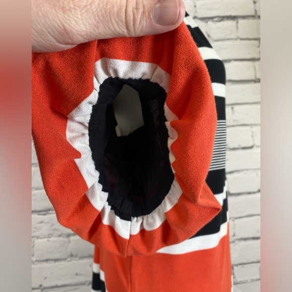 Umgee Black & White Striped a Monochromatic Color Block Puff Sleeve Dress Large - Picture 5 of 10